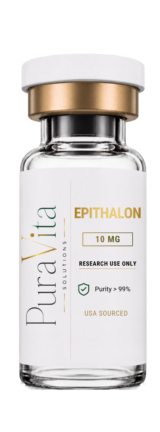 Newly branded Puravita Solutions Epithalon research bottle